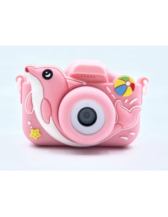 ASAKY KIDS PHOTO CAMERA DIGITAL BUBBLE MICRO SD 2"IPS HD SCREEN PINK + COVER DELFINO